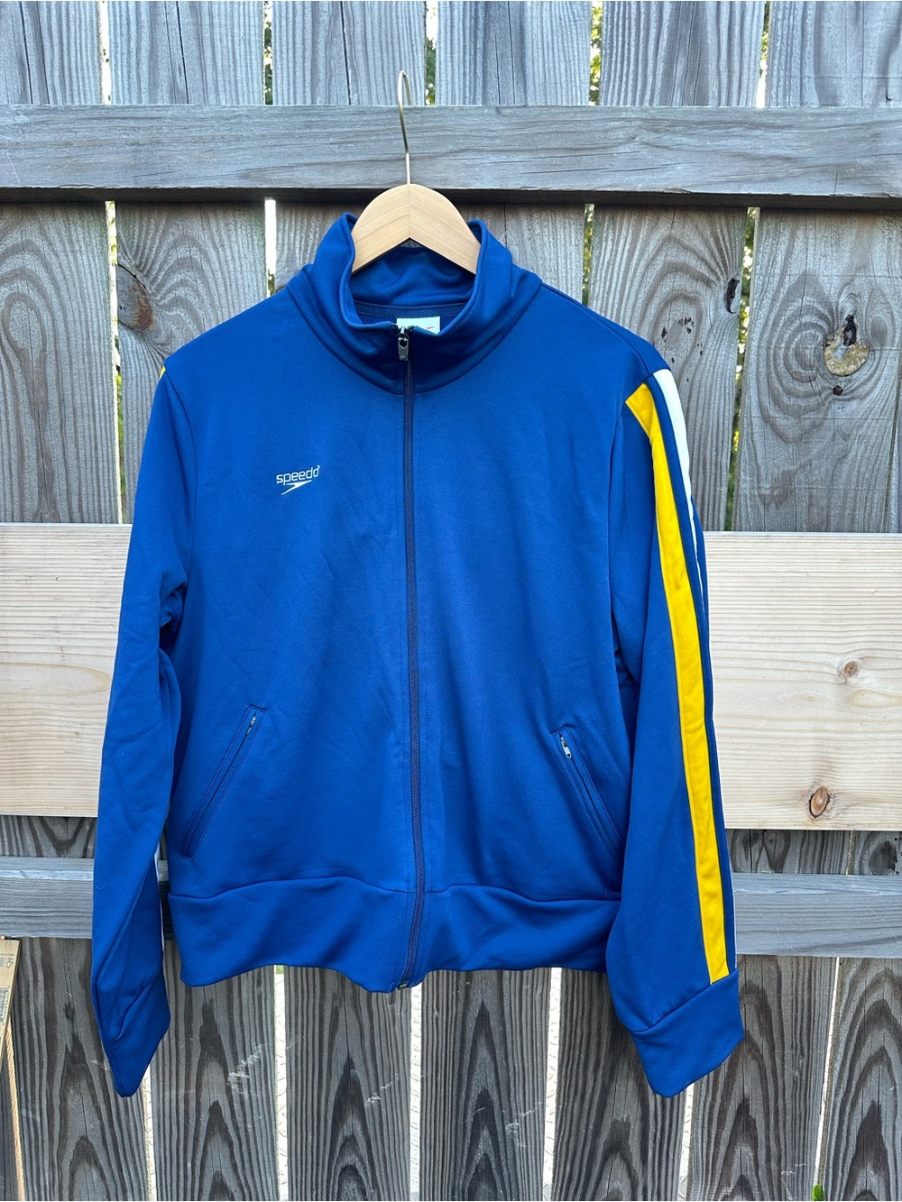 NWT  Womens Speedo Jacket Size XL Coat   Gold Navy Blue Athletic Fleece $60